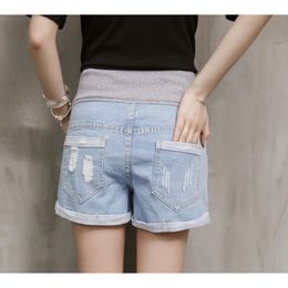 Hole Shorts For Pregnant Women Denim Maternity Clothings High Waist Pants Prop Belly Gravidas Summer Jeans Maternity Shorts NEW