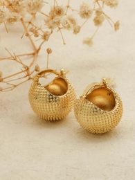 Backs Earrings 1Pair/2Pcs Gold Color Big Round Fashionable Personalized And Exquisite Circular Copper Women's