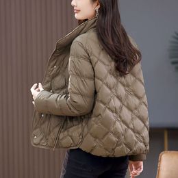 Thin Down Jacket for Women in 2023, New Winter Short Fashion Stand Up Collar, Versatile Little Fragrance, Mom's Light and Thin Coat Trend