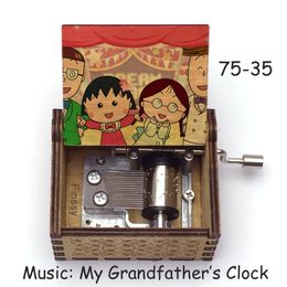 Chibi Maruko Chan Colour Print Wooden Music Box My Grandfather's Clock Song Anime Fans Christmas Birthday Gifts Home Decor Toy