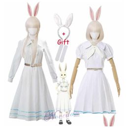 Theme Costume Cosplay Beastars Haru Lolita Dress Wig Ears Women Japanese School Uniform White Rabbit Halloween Drop Delivery Apparel Dhsus