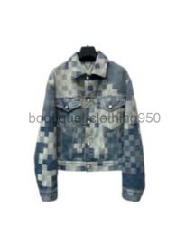 Men's Jackets designer Coats new mosaic plaid denim jacket loose casual versatile lapel jacket for men women Coat tops