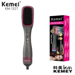 Dryers 3 Gear Multifunctional Hair Dryer Comb Kemey KM1327 Rapid Heating 450w Blow Hot Air Fancy Hair Dryer Brush Hair Treatment Home