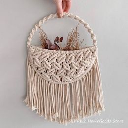 Macrame Wall Hanging Tapestry With Tassels Hand-woven Round Flower Pot Bohemian Crafts For Dedroom Living Room Decor Decoration