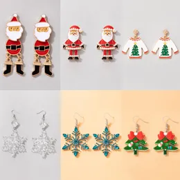 Dangle Earrings Lovely Snowflowers Santa Claus Drop For Women Girls Shiny Crystal Stone HoHouse Christmas Tree Jewellery Gift