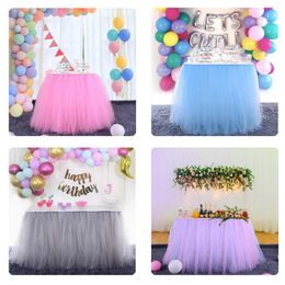 100Cm*80Cm Conference Dessert Round Square Table Skirt Tulle Tutu Table Skirts Hotel Supplies For Wedding Kids Girl Party Decor