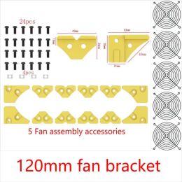 Chain/Miner Funplaysmart Fan Bracket, Surface Aluminium Mining Rig Frame 120mm Fan Mounting Assembly with Grille (5 Fan Sets)