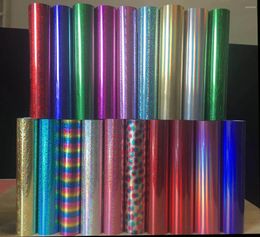 Window Stickers 25cmx100cm(10x40") Beautiful Color Hologram PET Laser Heat Transfer Press Machine Iron On HTV Mirror Film DIY