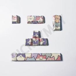 Accessories 8 PCS Cute Cat DyeSublimated PBT Keycaps Spacebar Profile Fit Novelty Keys Cherry MX Switches On Mechanical Keyboard