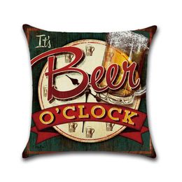 Beer Wine Retro Style Pillow Case Cover Creative Retro Beer Printing Decorative Pillowcases Pillow Case Cover kussensloop