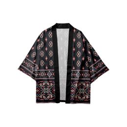 Two-piece Suit Women Men Cosplay Yukata Clothing Japanese Loose Hip Hop Cardigan Harajuku Kimono And Pants Sets