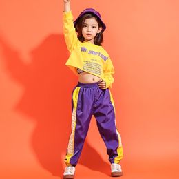 Girl Jazz Dance Costume Children Hip Hop Dance Clothing Boy Korean Style Jazz Dancewear Pop Street Dance Wear Suit for Kids 90