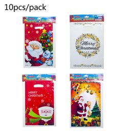 10pcs Merry Christmas Gift Bags Santa Claus Christmas Tree Packing Bags Happy New Year 2019 Christmas Candy Bags