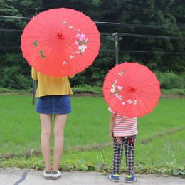Chinese Printed Flower Paper Umbrella Traditional Handmade Sunshade Parasol Classical Retro Dance Umbrella party decoration