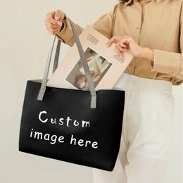 Totes NOISYDESIGNS Custom Women Handbags Image Prints PU Leather Shoulder Shopping Bags Bolsa Mujer Girls Tote Drop