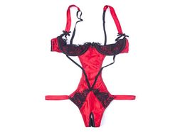 Red Women Open Bra Baby Doll Sexy Lingerie Erotic Nylon Bodysuit Underwear Crotchless Teddies Nightwear Sleepwear LY19122226548509179