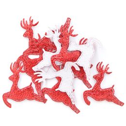 60Pcs 36*42mm Red Elk Deer Patches Laser Cloth Appliques for Crafts Clothes Christmas DIY Crad Making Accessories