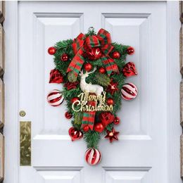 Decorative Flowers Christmas Bow Wreath Home Thanksgiving Decoration Ornament Garland Autumn Bells Fall For Front Door Wall