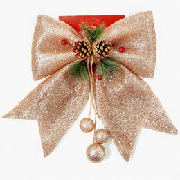 Large Bows New Year Party Wedding Decor Christmas Tree Big Gold Sparkling Glitter Bowknot Hanging Decorative