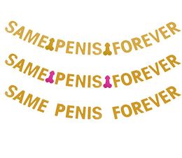 Party Decoration 1set Bachelorette Decor Glitter Same Penis Forever Banner Bride To Be Hen Night Supplies Bridal Shower Wedding5640394