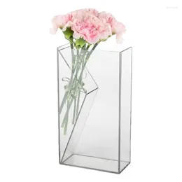 Vases Clear Decorative Vase Floral Container Aesthetic Unique Elegant Shatter-Proof Modern Acrylic Flower For Home Decor
