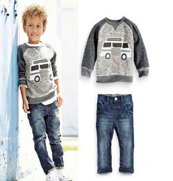Baby Kids Outfits Winter Thickening Printed Tops Jeans Pants TwoPiece Sets Kids Casual Clothes Girls Boy Clothes Sets 18M7T 079786662