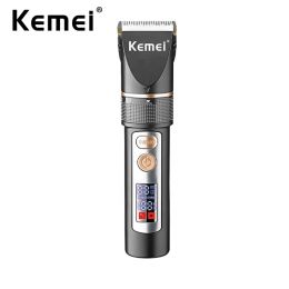Trimmers Kemei Professional Hair Clipper Adjustable Ceramic Blade Trimmer Salon Low Noise Turbo Motor Hair Cutting Machine Rechargeable