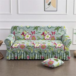 Chair Covers Nordic Flowers Printed Stretch Sofa Cover For Living Room 1/2/3/4-Seater L Shaped Elastic Skirt Couch Slipcovers