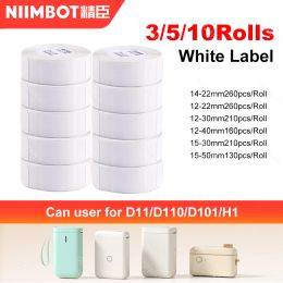 Printers 3/5/10 Rolls NiiMBOT D110 D11 D101 Offical Label Printer Sticker Various Size of White Color Paper Roll 12*40mm 15*30mm AntiOil