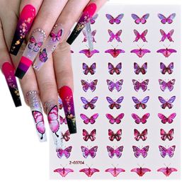 1Pcs Laser Multi-color Butterfly Nail sticker 3D holographic self-adhesive nail Decals stickers for manicure DIY Stickers slider