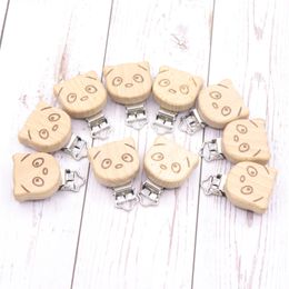 Pacifier panda 20pcs Rabbit Shape Woodcut Custom Baby Wooden Pacifier Clip Baby Teether Neutral Surprise Gift