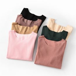 New Women Thermal Underwear Winter Warm Tops Long Sleeves O Neck Shirts Invisible Clothes