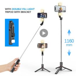 Monopods Tripod Selfie Stick With Led Light Ring For Phone Holder Mobile Stand Cell Smartphone Bluetooth Monopod Telescopic Retractable