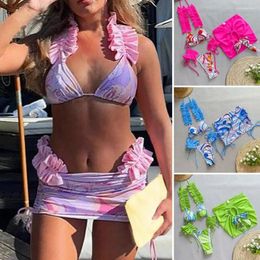 Women's Swimwear Sexy Women Bikini Set Bra Lace-up Briefs Skirt Swimming Bathing Suit Swimsuit Brazilian Biquini Beachwear Outfit