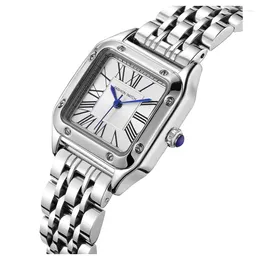Wristwatches Luxury Square Women Watch Golden Steel Hand Wrist Clock Female Elegant Exquisite Quartz Retro Waterproof Wristwatch Lady Gifts