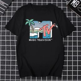 Men Retro T Shirt Mtv Throwback TShirt Vintage 80S 90S Bands Pop Music Tv Culture Tee Oversized Tops Roupas Masculinas Shirt