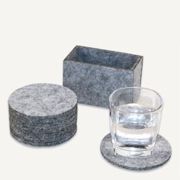 10Pcs Felt Drink Coaster Set with Holder Modern Decorative Coasters C63B