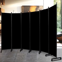 Folding Privacy Screens with Lockable Wheels, 132'' Partition Freestanding Rr Fabric Panel for Room Separation