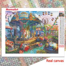 MomoArt DIY Diamond Mosaic Park Picture Of Rhinestones Embroidery House Cross Stitch Kits 5D Landscape Painting Handmade Hobby