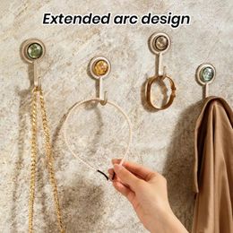 Hooks 4Pcs Faux Diamond Decor Wall Hook Punch-free Strong Load-bearing Self-Adhesive Traceless Towel Hangers Household Supplies