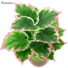 1 Bouquet/18 leaves Green Artificial Silk Tropical Leaves for Luau Party Decorations Fske Bonsai Tree Plant Branch Accessories