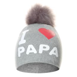 Baby Toddler Girls Boys knitted Pompom Hat Cute I Love PAPA MAMA Beanie Caps Children Hats Bonnet Skullies Beanies for Kids
