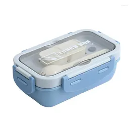 Dinnerware Divided Lunch Containers Portable Microwavable Storage Container Reusble Box With Lid Spoon Kitchen Accessories