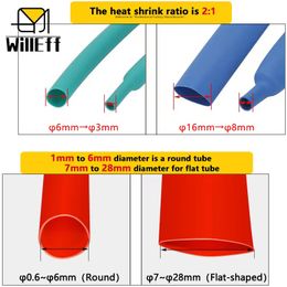5m/10m/Lot Heat shrink tube tubing Black Red Covers cable Wire protector Shrinkable sleeves termoretractil 0.6mm 0.8mm 1 2 3 mm