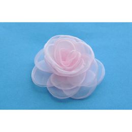 4pcs/lot 4.3" 6colors Newborn Gauze Layered Flower For Baby Girls Hair Accessories Handmade Rose Fabric Flowers For Headbands