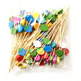 100Pcs Halloween Skull Cocktail Picks Fruit Sticks Toothpicks Sandwich Appetizer Bamboo Skewers for Wedding Birthday Party Decor