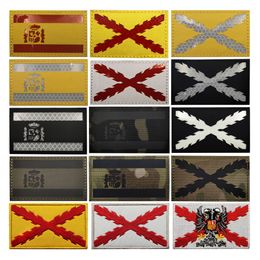 Flag of Cross Burgundy Infrared Reflective IR Patch Spain Flag Spanish Emblem Multicam CP Military Armband Tactical Applique
