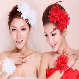 Flower Feather Bead Corsage Hair Clips Fascinator Bridal Hairband Party GB623303A