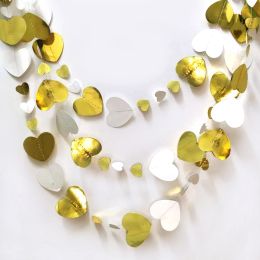 13Ft Paper White Gold Love Heart Garland Streamer Hanging for Bachelorette Wedding Bridal Baby Shower Birthday Party Decorations