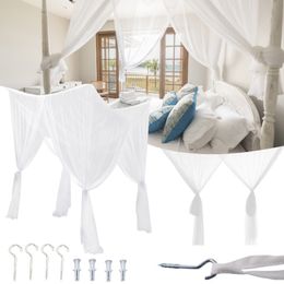 Large Mosquito Net Palace Four Door Net Curtain For Queen/King Bed And Cribs White Elastic Home Prevent Insect Square Canopy Net